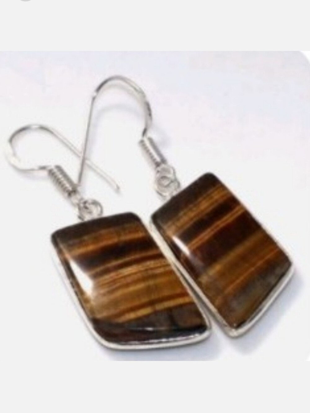Tiger's Eye Gemstone Jewelry 925 Sterling Silver Handmade Drop Dangle Earrings